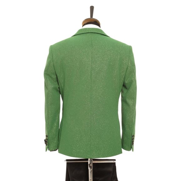 Derman Green Pointed Collar Silvery Classic 2 Piece Tuxedo - Picture 3 of 5